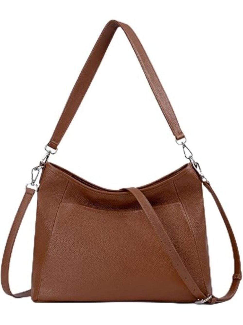 Women's Brown Soft Leather Hobo Cross-body with 2 Detachable Straps Handbags